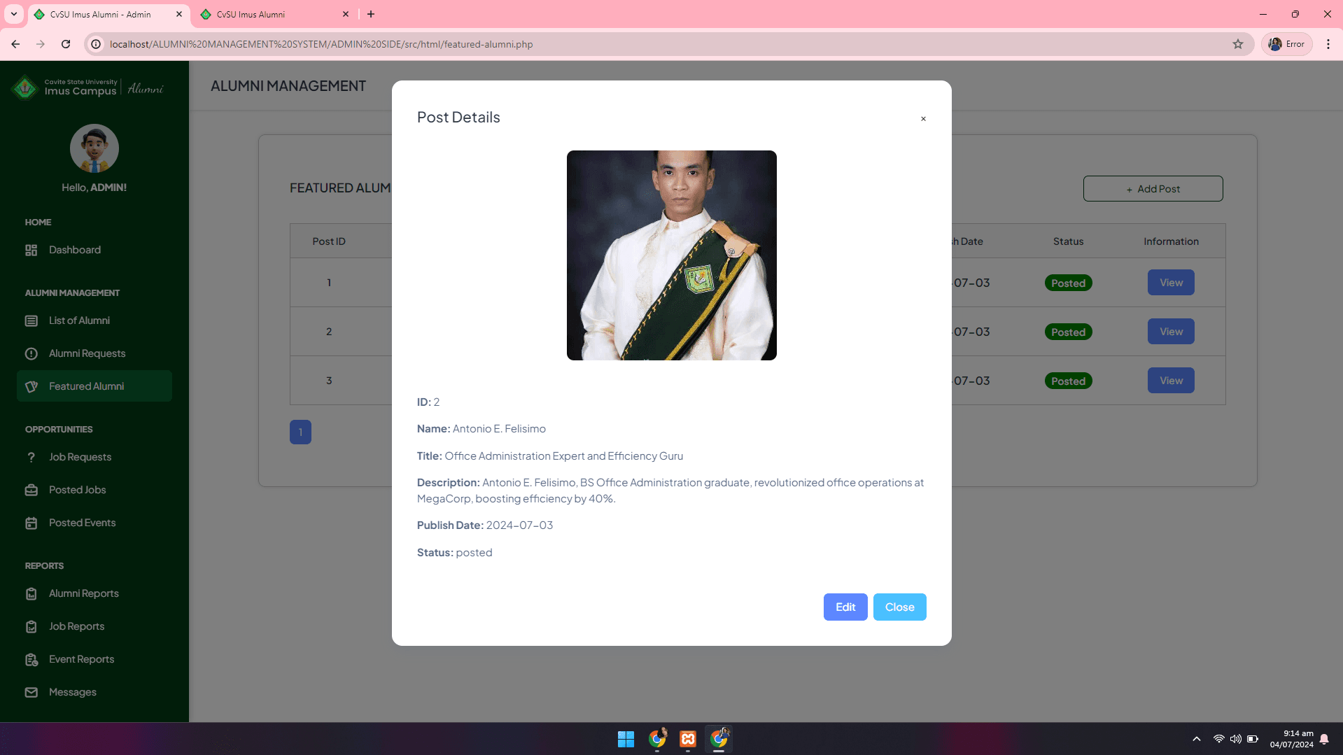 CvSU Imus Alumni Management System - Image 5