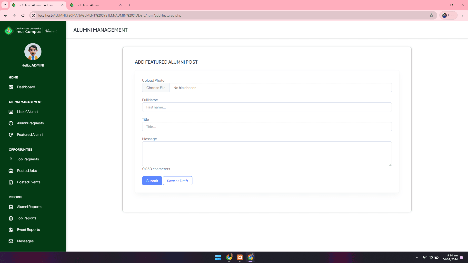 CvSU Imus Alumni Management System - Image 6