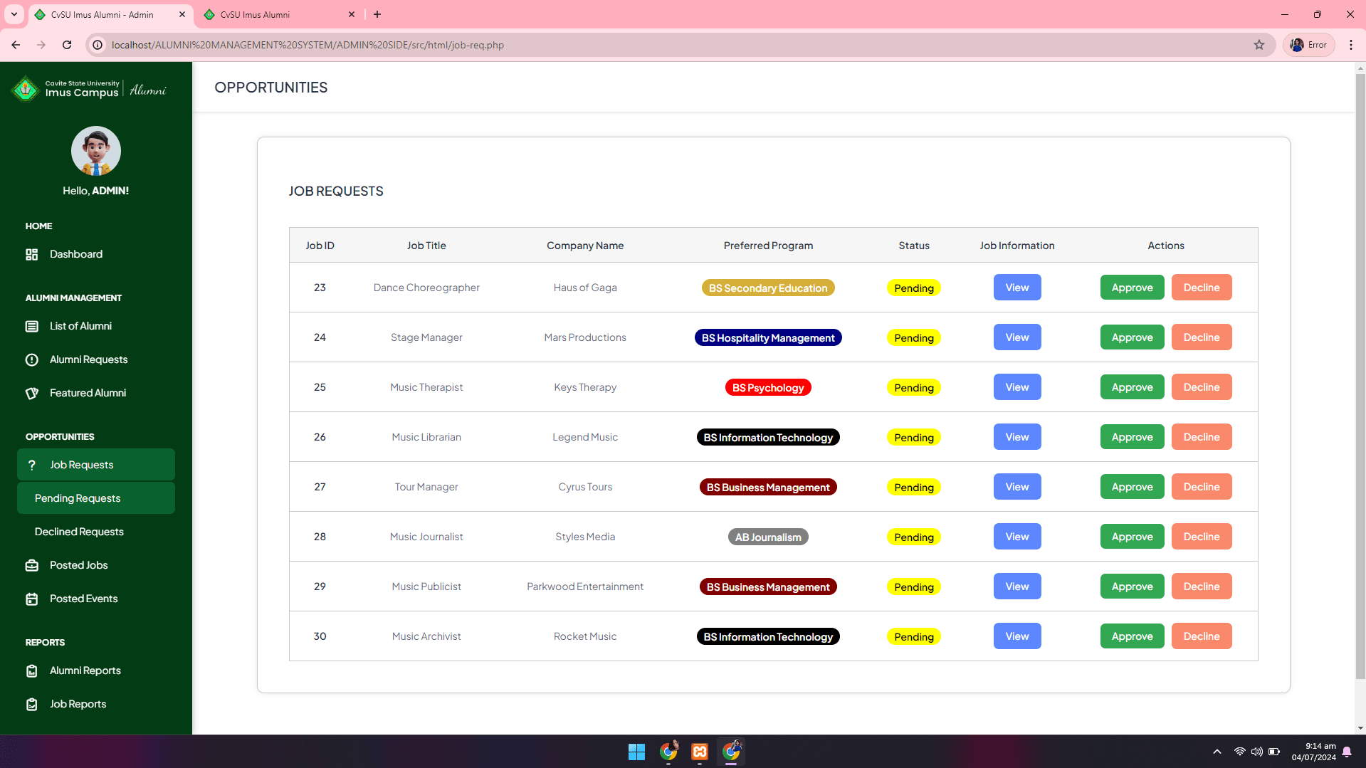 CvSU Imus Alumni Management System - Image 7