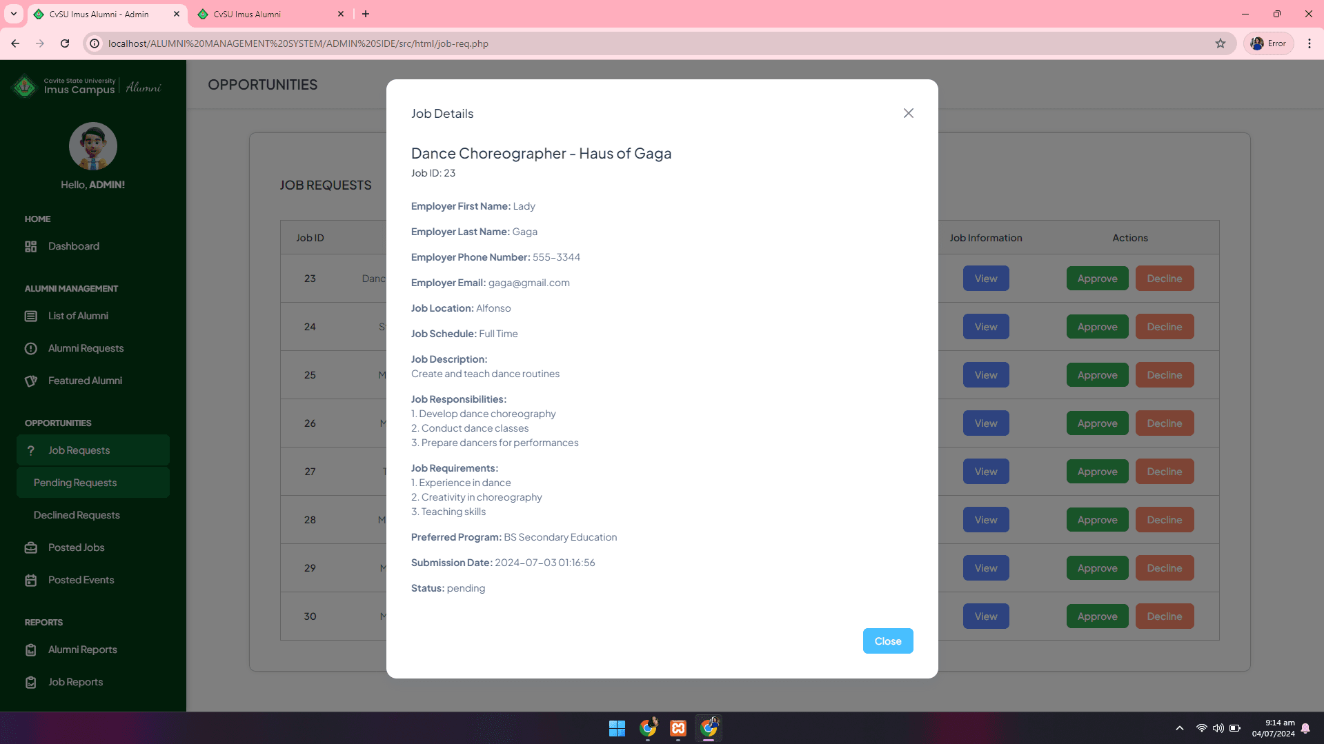 CvSU Imus Alumni Management System - Image 8