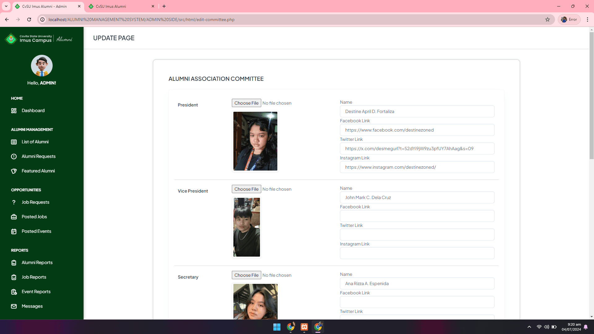 CvSU Imus Alumni Management System - Image 22