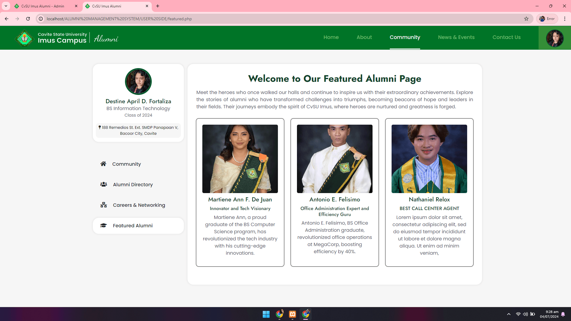 CvSU Imus Alumni Management System - Image 43