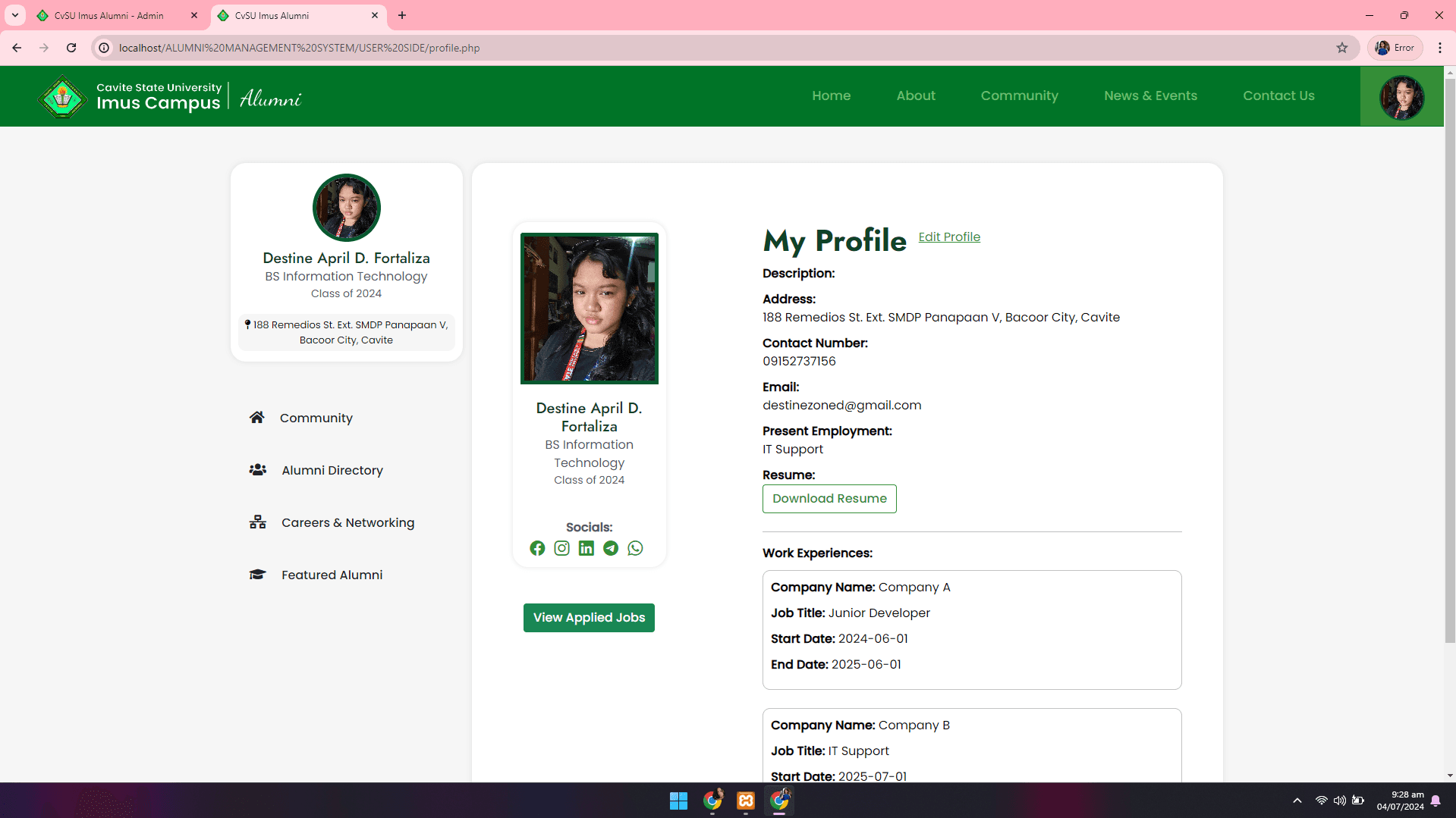 CvSU Imus Alumni Management System - Image 44