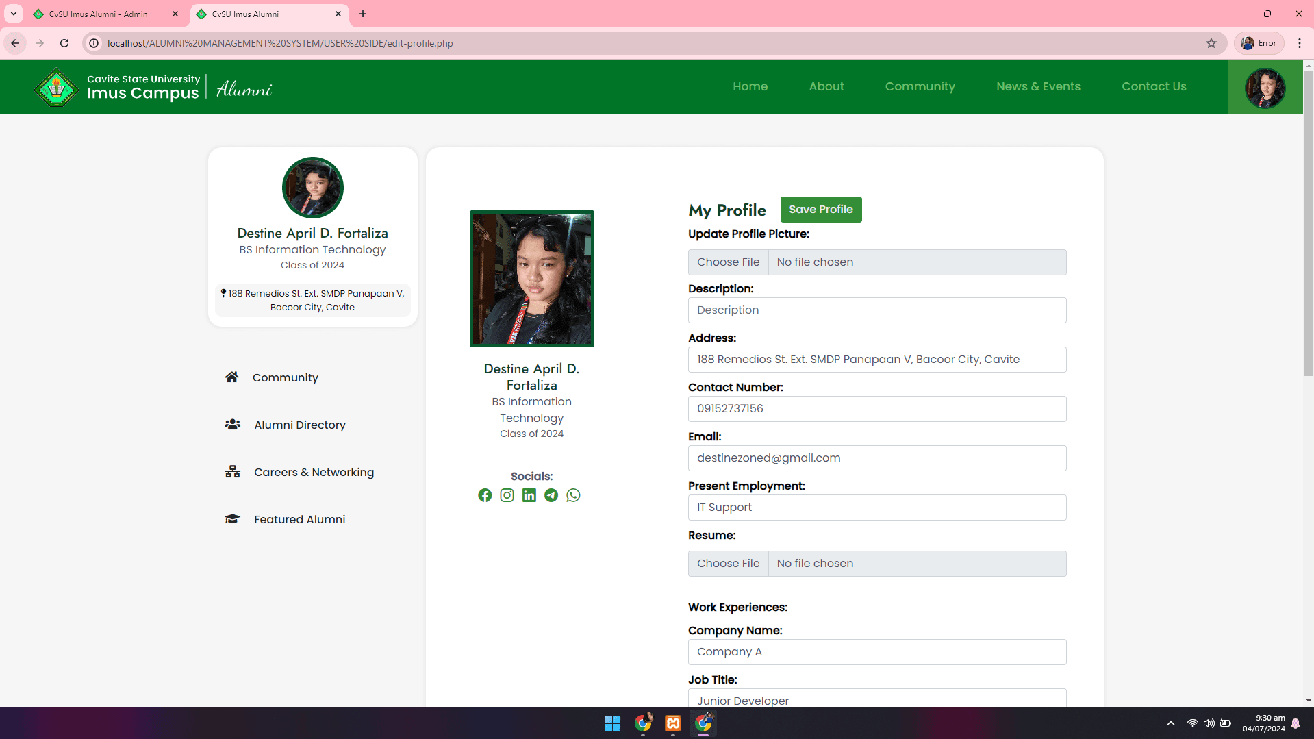 CvSU Imus Alumni Management System - Image 47