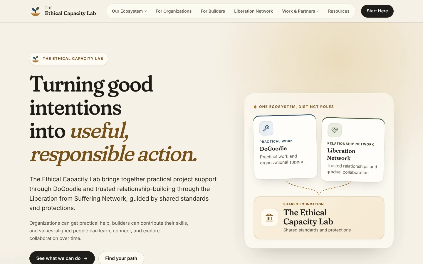 Ethical Capacity Lab Website screenshot