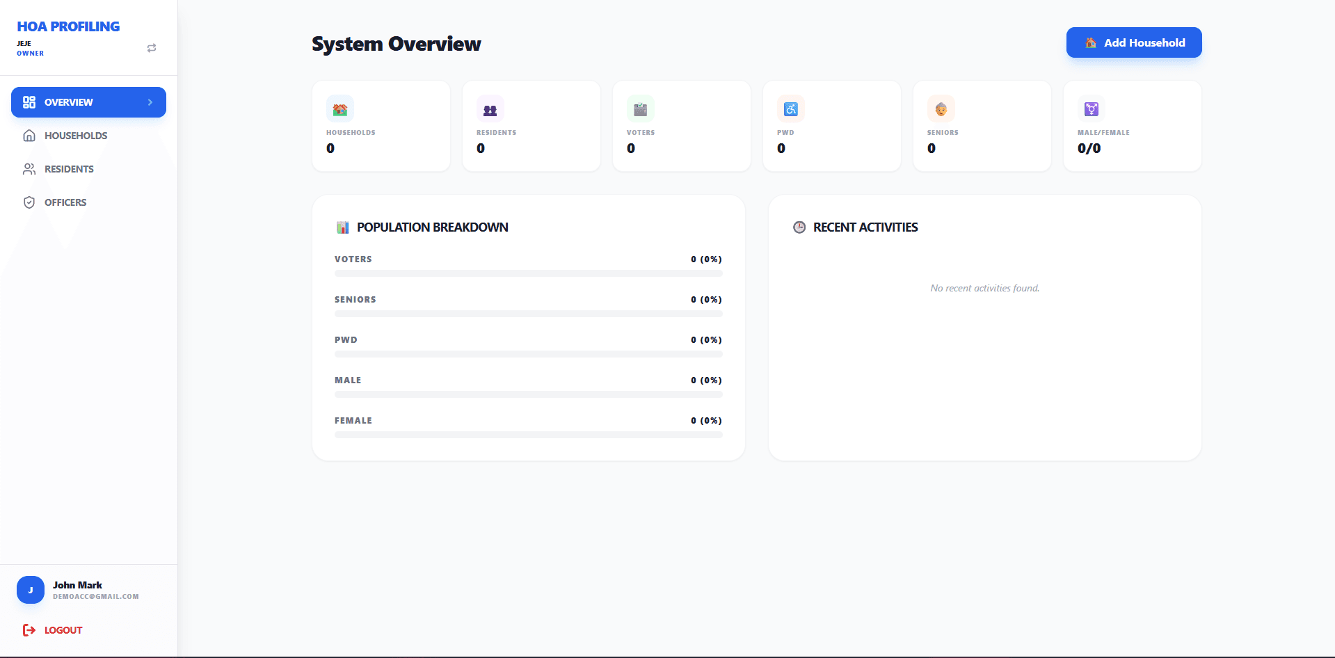 HOA Profiling System (Multi-Tenant Edition) screenshot